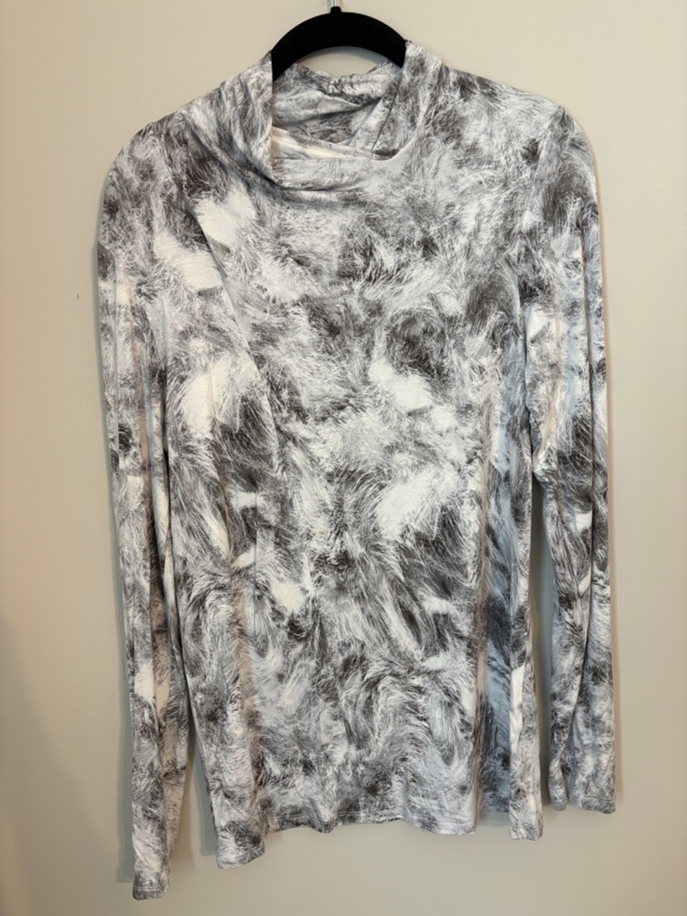 Nordstrom Abstract Marble-Print Long Sleeve Top - Black & White